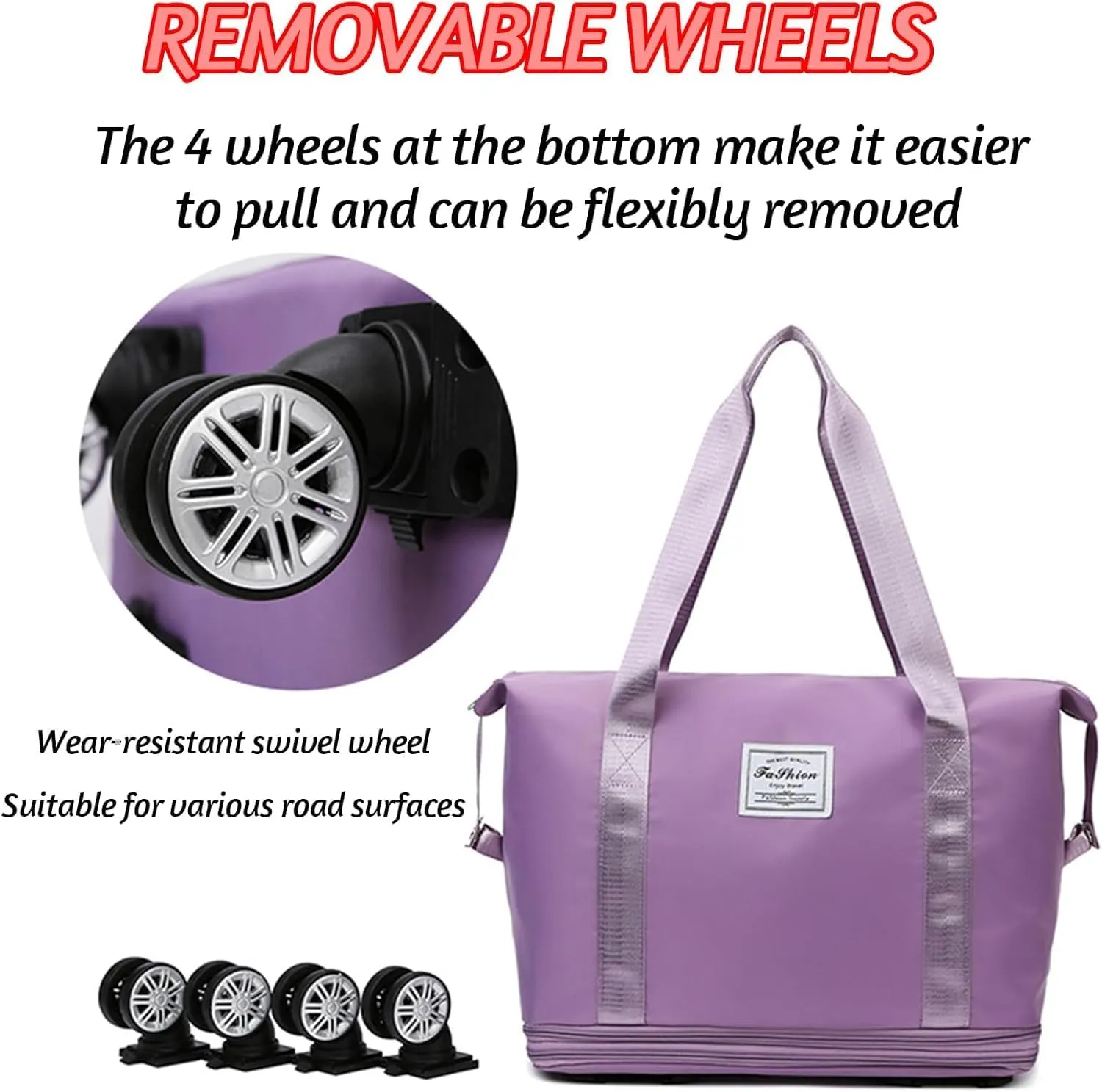 Klarson Expandable Bag With Wheels,Klarson Travel Bag,Klarson Duffle Bag,Foldable Duffle Bag With Wheels,Collapsible Luggage With Wheels,Collapsible Luggage,Foldable Suitcase (Pink)