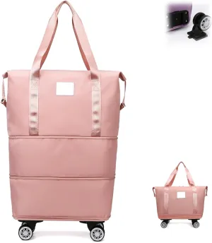 Klarson Expandable Bag With Wheels,Klarson Travel Bag,Klarson Duffle Bag,Foldable Duffle Bag With Wheels,Collapsible Luggage With Wheels,Collapsible Luggage,Foldable Suitcase (Pink)