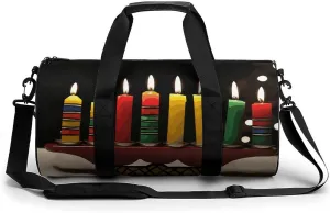 Kwanzaa Candles Sport Gym Duffle Travel Bag for Women Men Overnight Weekender Bag with Shoe Compartment,Wet Pocket