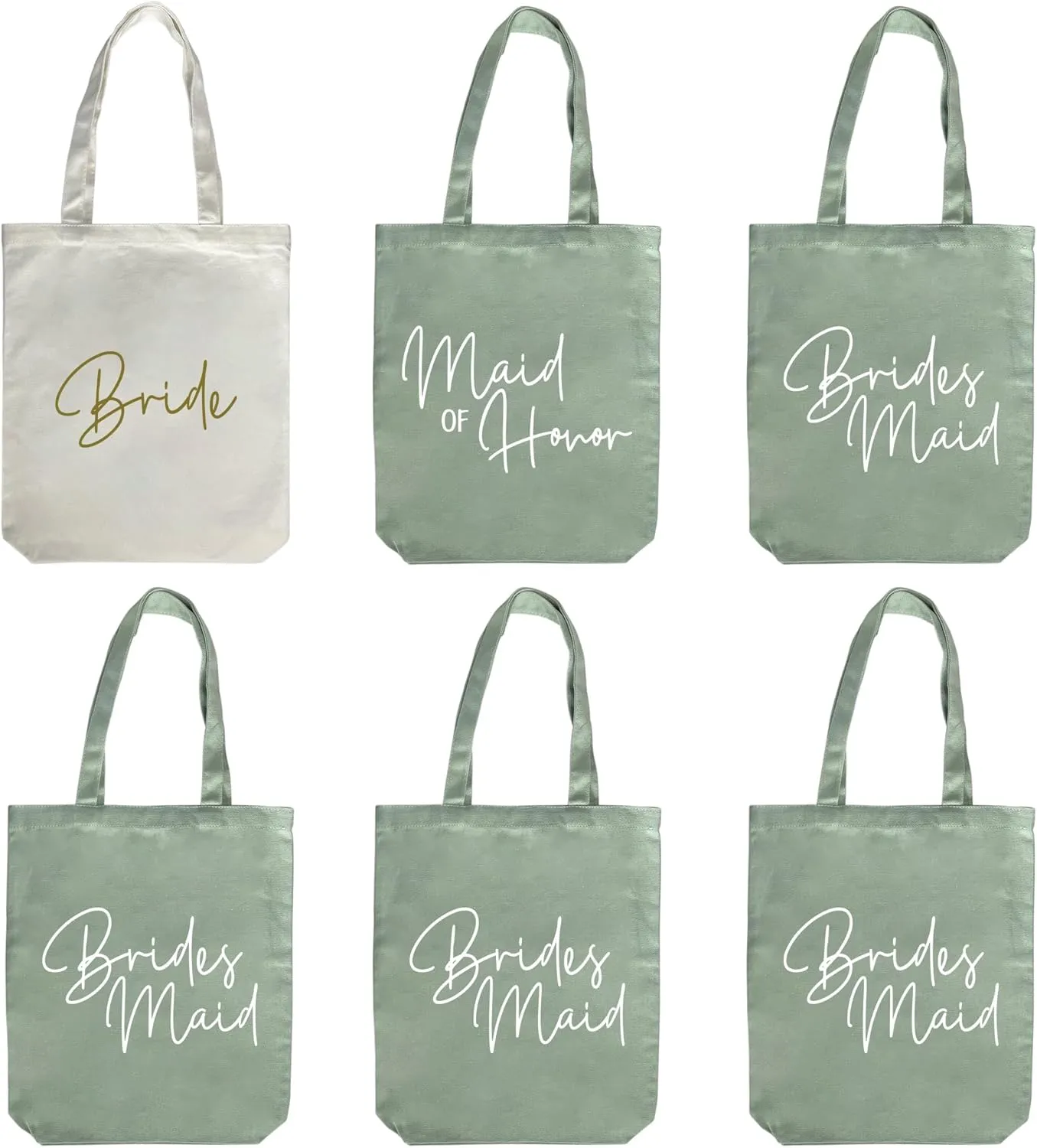 LADY & HOME 10pcs Bachelorette Party Bride Team Bridesmaid Cotton Tote Bags for Wedding Gifts