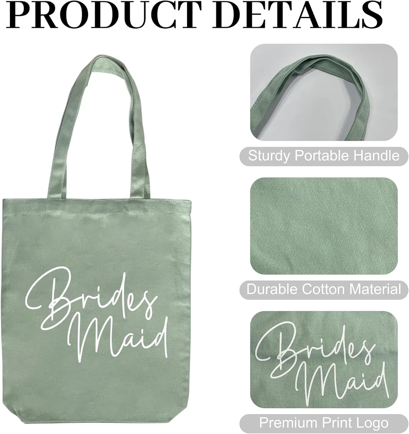LADY & HOME 10pcs Bachelorette Party Bride Team Bridesmaid Cotton Tote Bags for Wedding Gifts