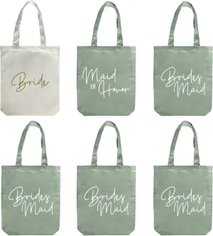 LADY & HOME 10pcs Bachelorette Party Bride Team Bridesmaid Cotton Tote Bags for Wedding Gifts