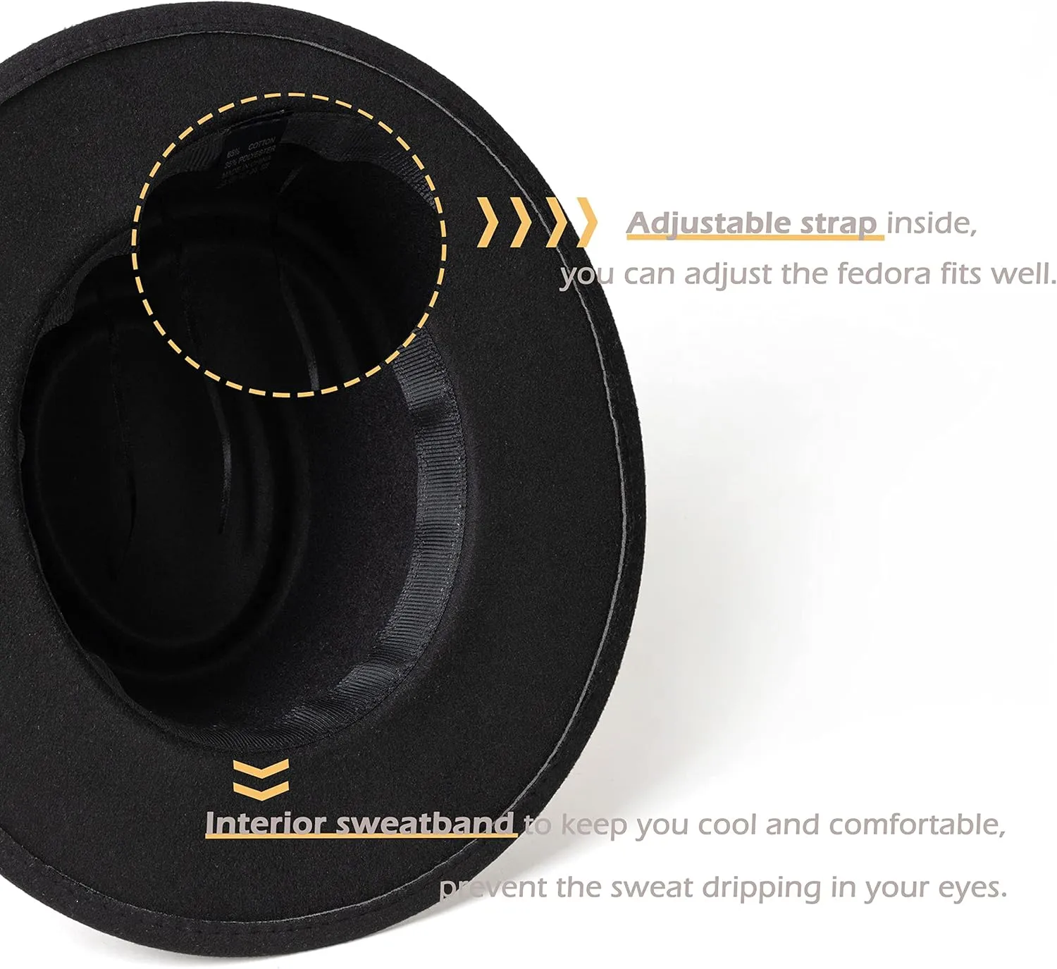 Lady Retro Wide Brim Fedora Floppy Pork Pie Hat with Belt Buckle