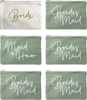 LADY&HOME Bridesmaid Makeup Bag Bride Vibe Team Bride Makeup Bag Wedding Party Cosmetic Bag Bridesmaid Proposal Gifts for Bridal Shower,Wedding,Bachelorette