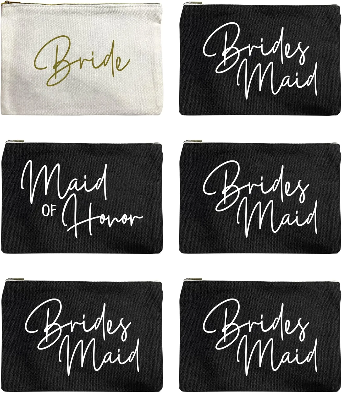LADY&HOME Bridesmaid Makeup Bag Bride Vibe Team Bride Makeup Bag Wedding Party Cosmetic Bag Bridesmaid Proposal Gifts for Bridal Shower,Wedding,Bachelorette