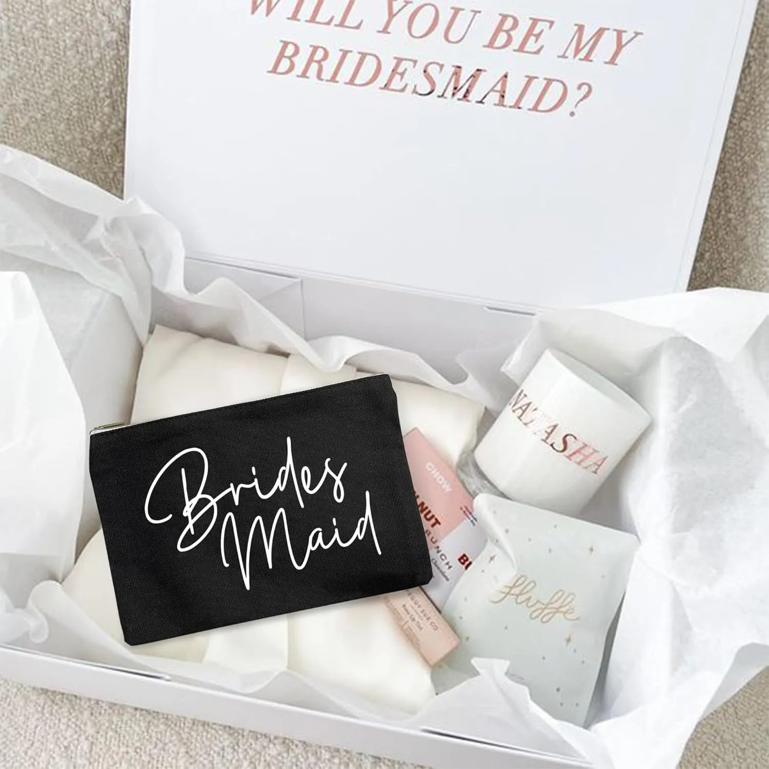 LADY&HOME Bridesmaid Makeup Bag Bride Vibe Team Bride Makeup Bag Wedding Party Cosmetic Bag Bridesmaid Proposal Gifts for Bridal Shower,Wedding,Bachelorette