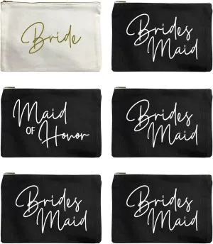 LADY&HOME Bridesmaid Makeup Bag Bride Vibe Team Bride Makeup Bag Wedding Party Cosmetic Bag Bridesmaid Proposal Gifts for Bridal Shower,Wedding,Bachelorette