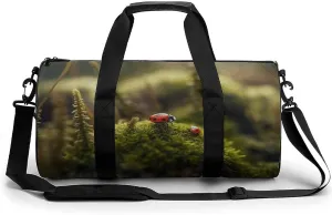 Ladybug on Moss Sport Gym Duffle Travel Bag for Women Men Overnight Weekender Bag with Shoe Compartment,Wet Pocket
