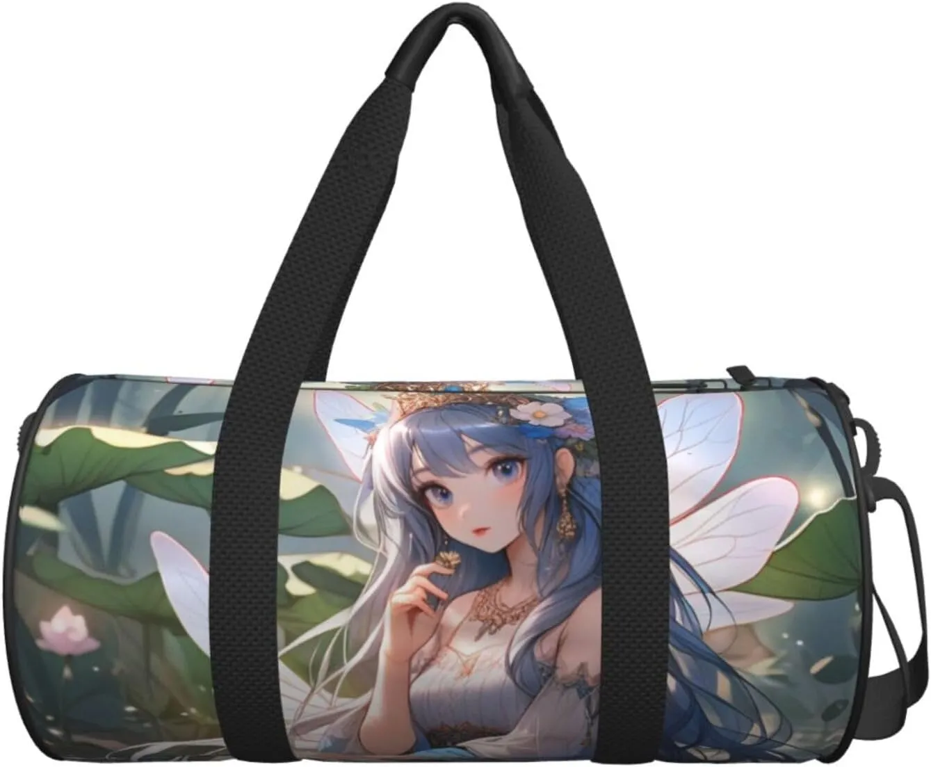 Lake fairy Printed Travel Bag,Round Personal Item Storage bag,Foldie Duffel Bag for Traveling Vacation,Fitness,Sports