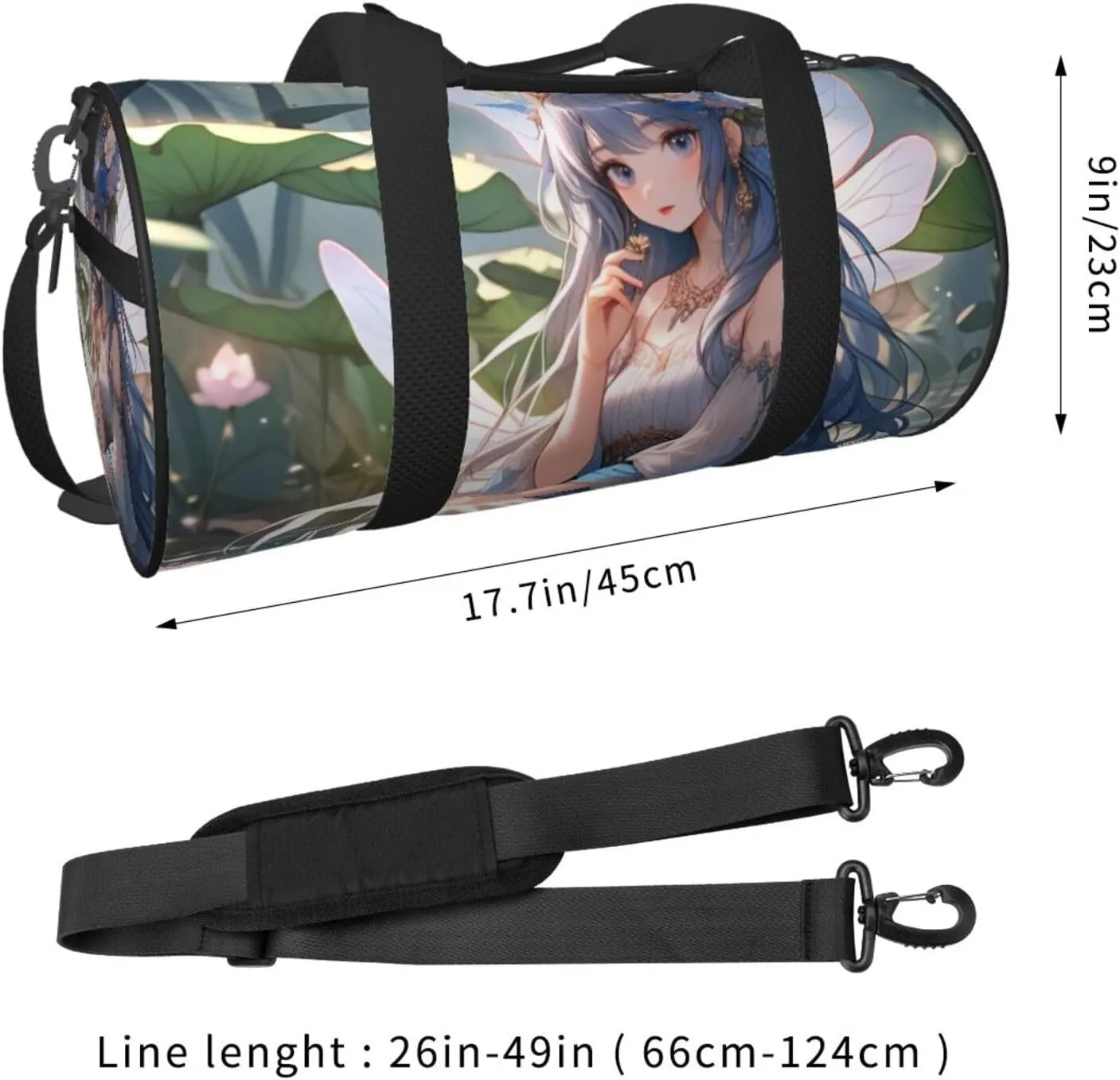 Lake fairy Printed Travel Bag,Round Personal Item Storage bag,Foldie Duffel Bag for Traveling Vacation,Fitness,Sports