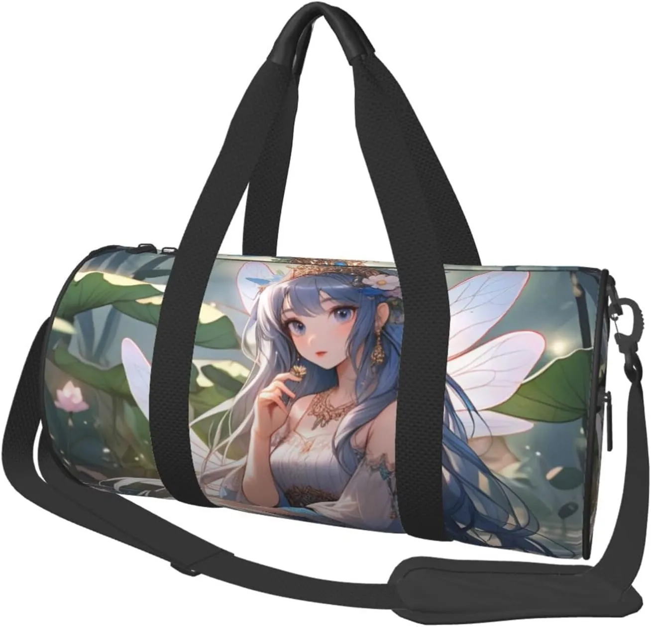 Lake fairy Printed Travel Bag,Round Personal Item Storage bag,Foldie Duffel Bag for Traveling Vacation,Fitness,Sports