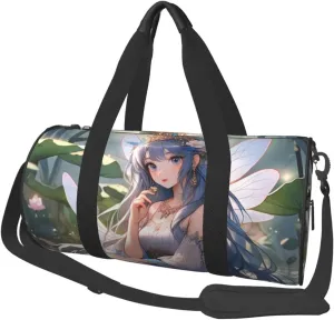 Lake fairy Printed Travel Bag,Round Personal Item Storage bag,Foldie Duffel Bag for Traveling Vacation,Fitness,Sports