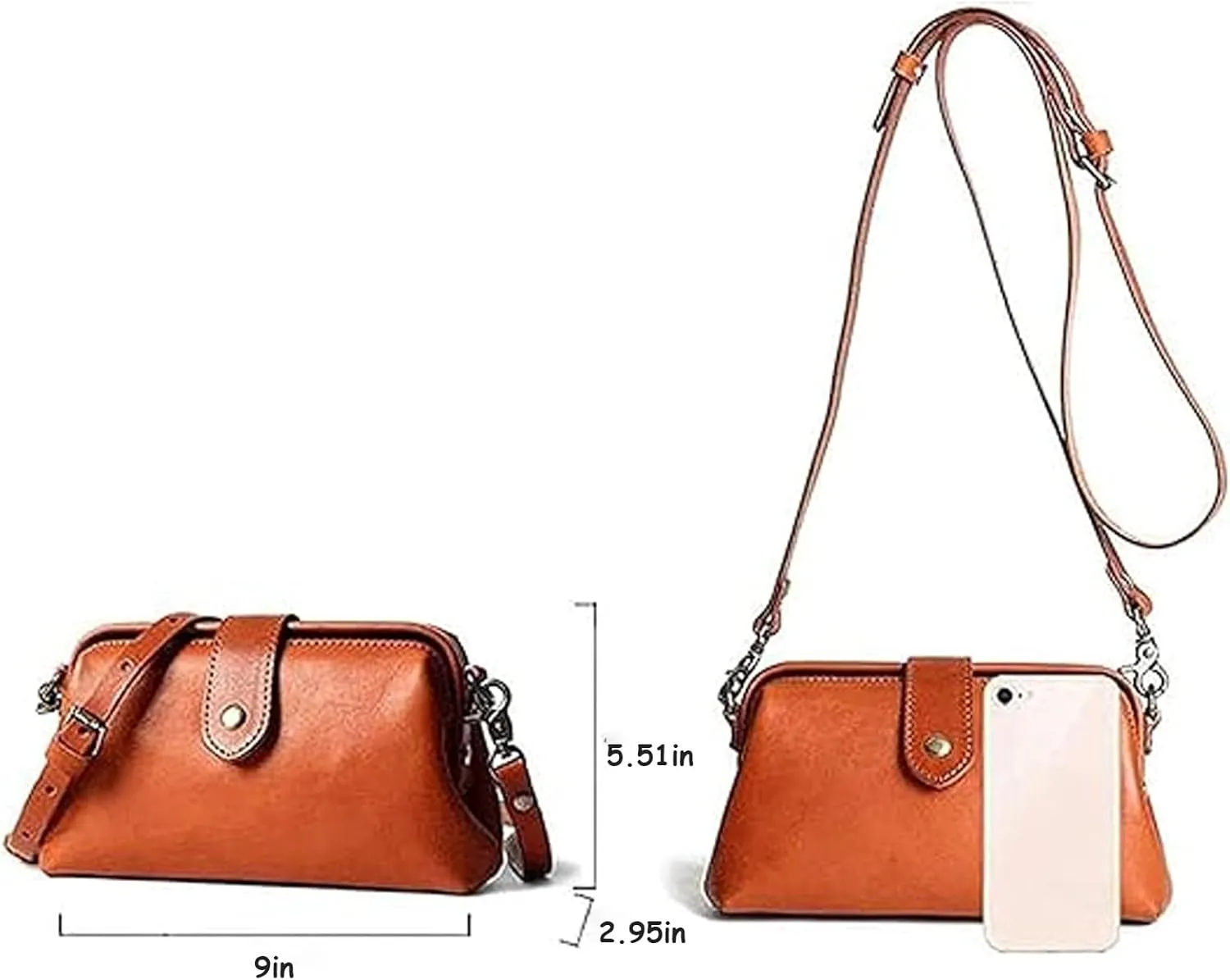 Langrents Retro Handbag, Langrents Handmade Bag, Retro Handmade Bag, Langrents Waterproof Shoulder Bag for Women (Coffee)