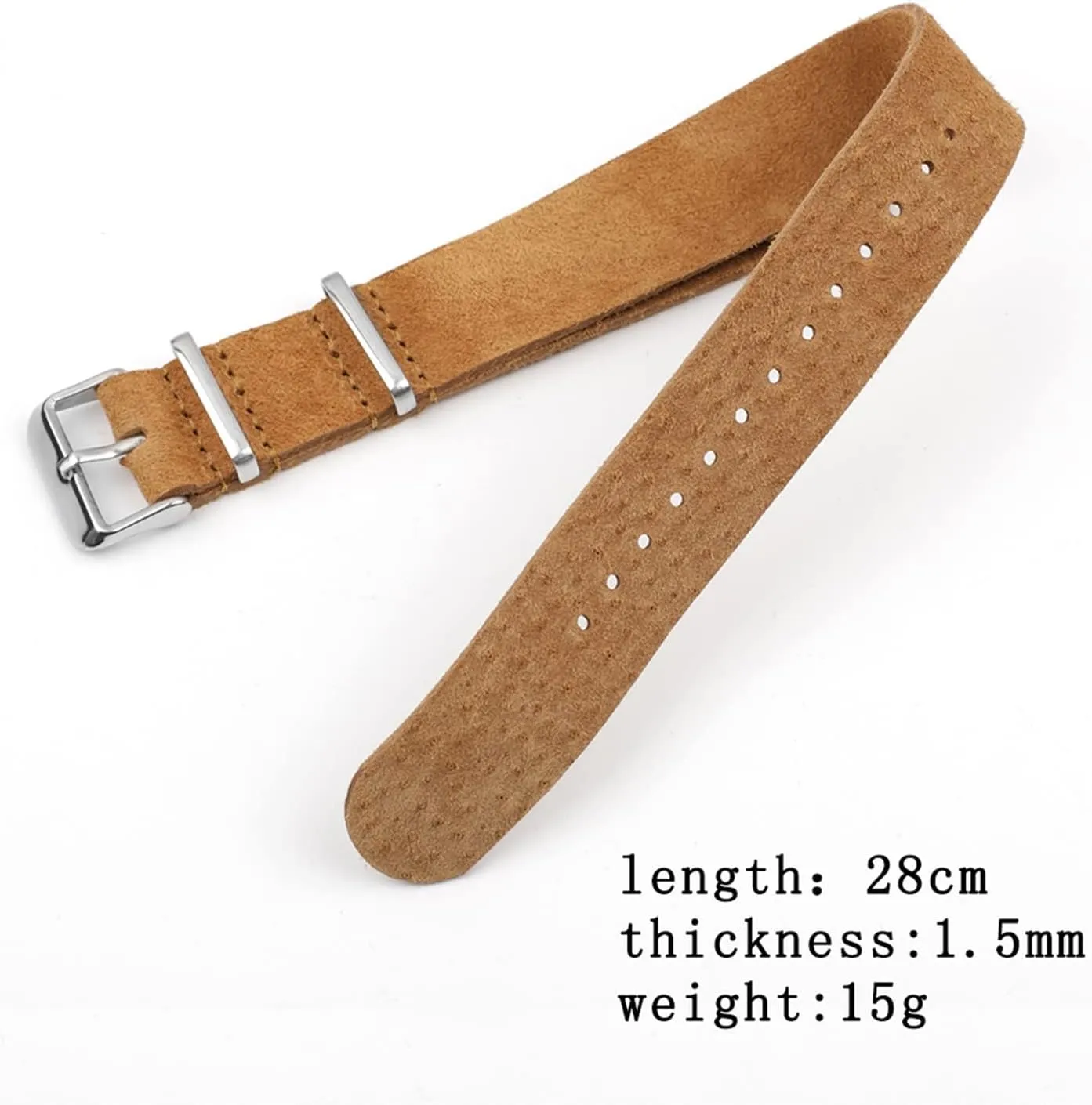 LAnGSHAW Watch Strap Suede Leather Soft Watch Band Stainless Steel Square Buckle Wrist Replacement Strap18mm 20mm 22mm 24mm (Band Color : Brown, Band Width : 24mm)