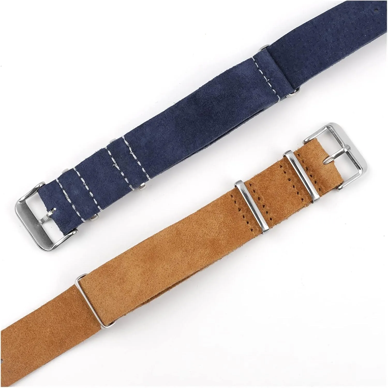 LAnGSHAW Watch Strap Suede Leather Soft Watch Band Stainless Steel Square Buckle Wrist Replacement Strap18mm 20mm 22mm 24mm (Band Color : Brown, Band Width : 24mm)