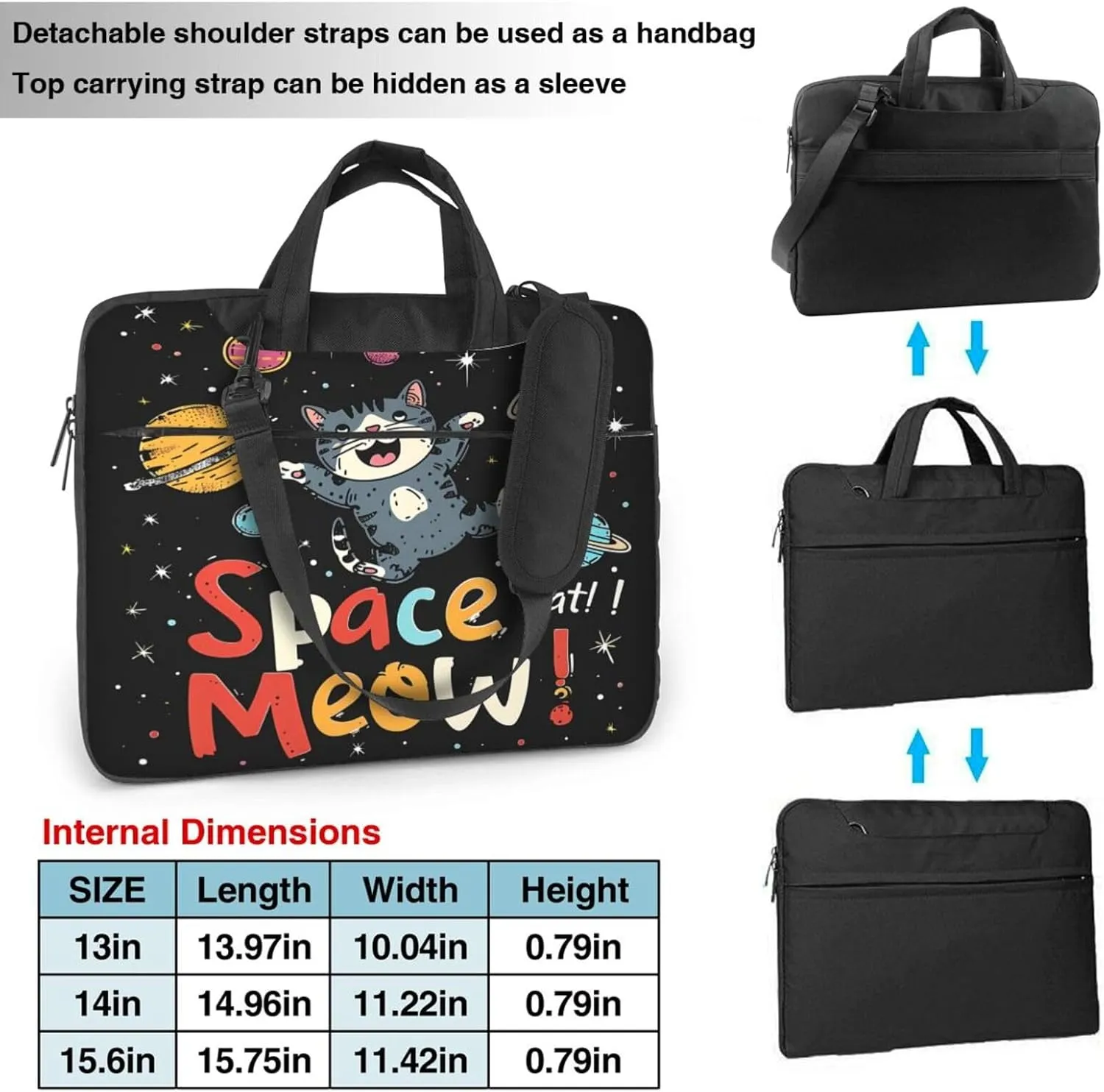 Laptop Bag Case Cute Universe Space Cat Computer Messenger Shoulder Bag Laptop Sleeve Briefcase