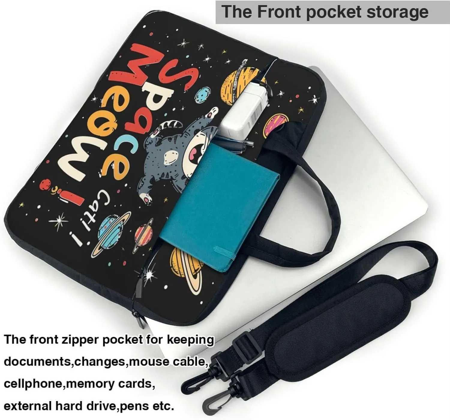 Laptop Bag Case Cute Universe Space Cat Computer Messenger Shoulder Bag Laptop Sleeve Briefcase