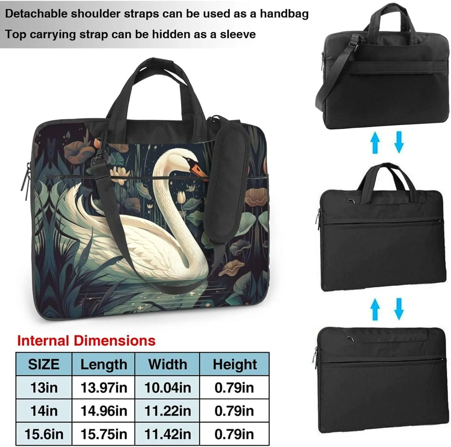 Laptop Bag for Women Men Computer Bag Laptop Briefcase Swan in Pond Laptop Shoulder Bag Work Bag for Travel Office