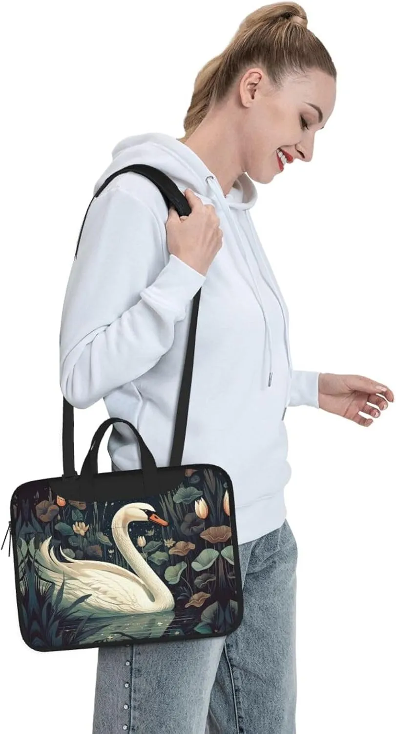 Laptop Bag for Women Men Computer Bag Laptop Briefcase Swan in Pond Laptop Shoulder Bag Work Bag for Travel Office