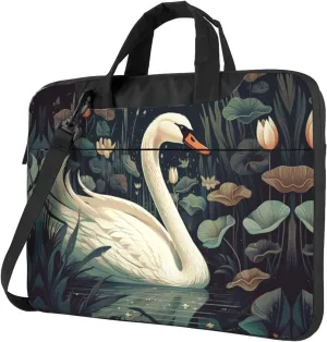 Laptop Bag for Women Men Computer Bag Laptop Briefcase Swan in Pond Laptop Shoulder Bag Work Bag for Travel Office
