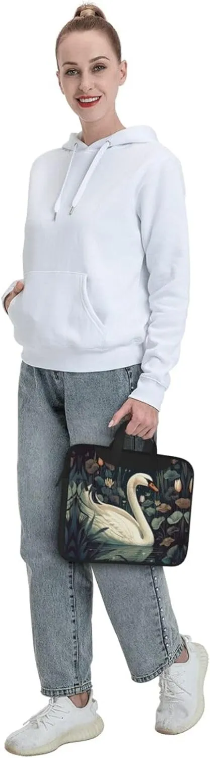 Laptop Bag for Women Men Computer Bag Laptop Briefcase Swan in Pond Laptop Shoulder Bag Work Bag for Travel Office