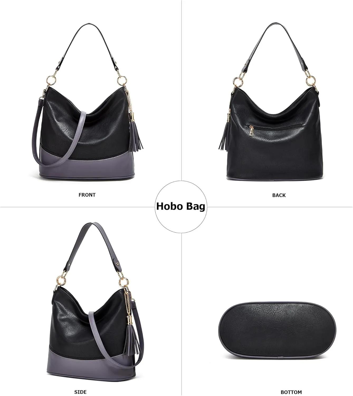 Large 3PC Set Soft Leather Tote Handbag for Women Stylish Hobo Shoulder Bag with Top Handle