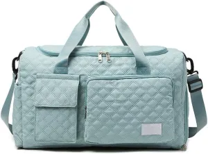 Large Capacity Travel Bag Waterproof Foldable Duffle Bag Gym Tote with Compartments for Women Men Sports Overnight Weekender (Blue)