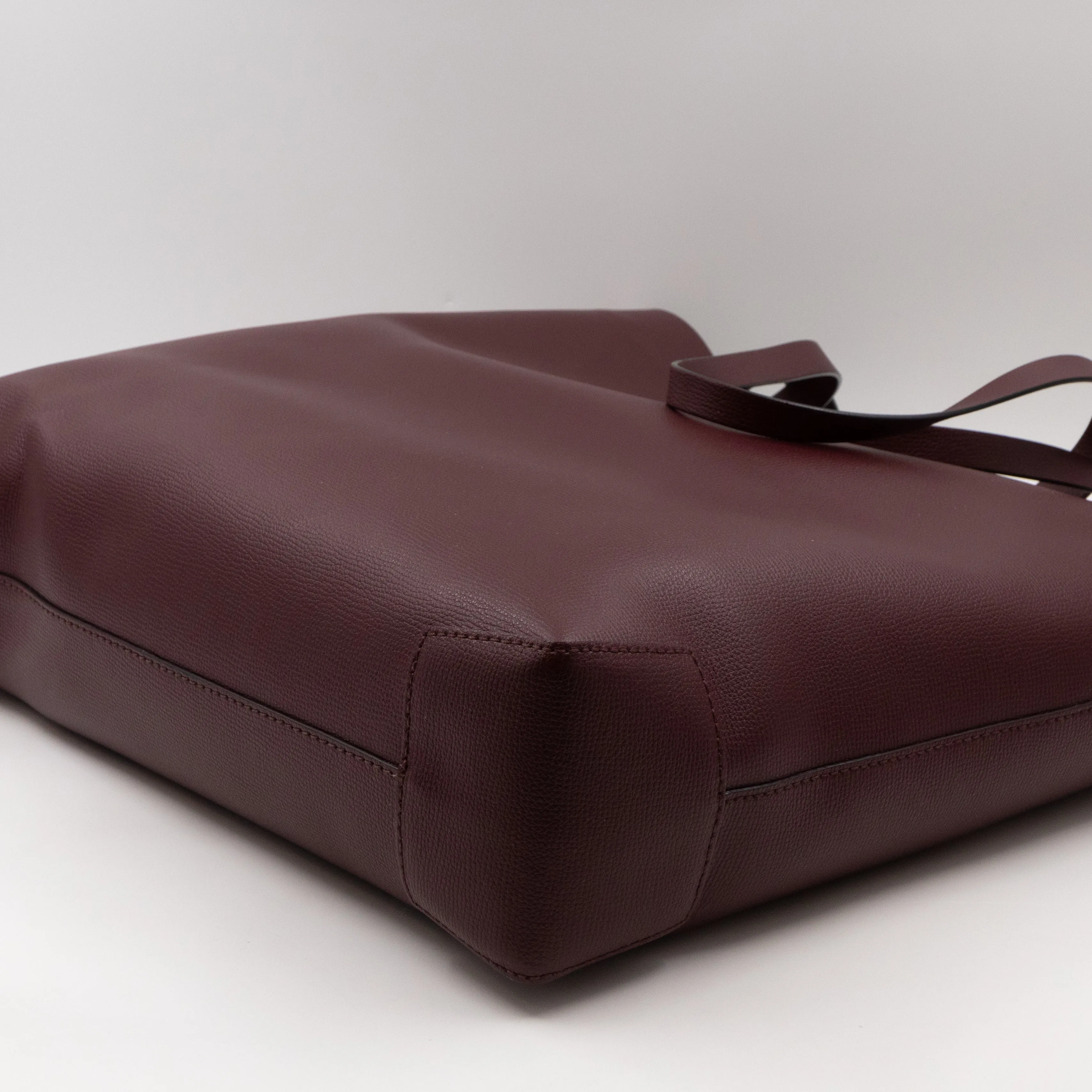 Large Embossed Crest Tote Burgundy Leather & House Check