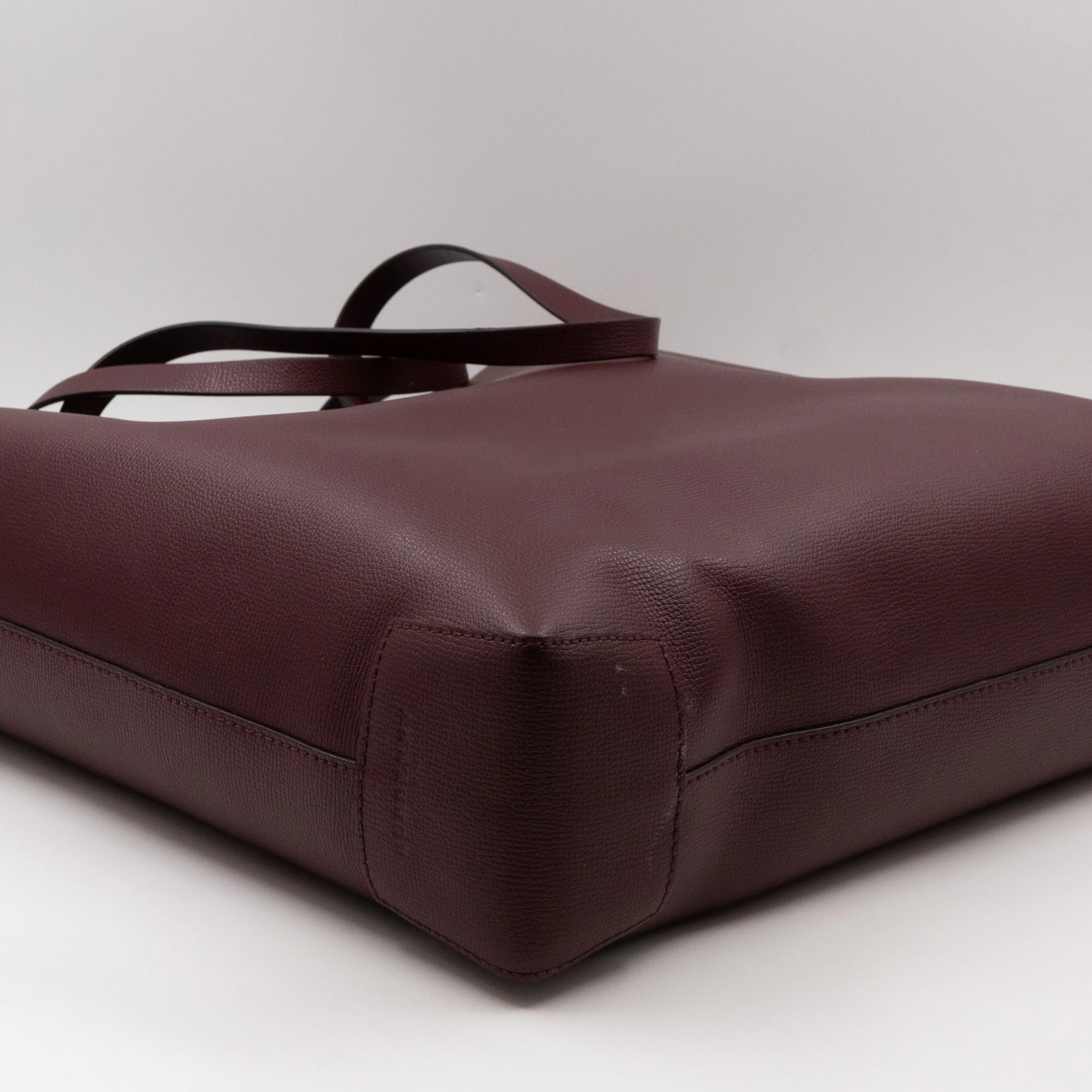 Large Embossed Crest Tote Burgundy Leather & House Check