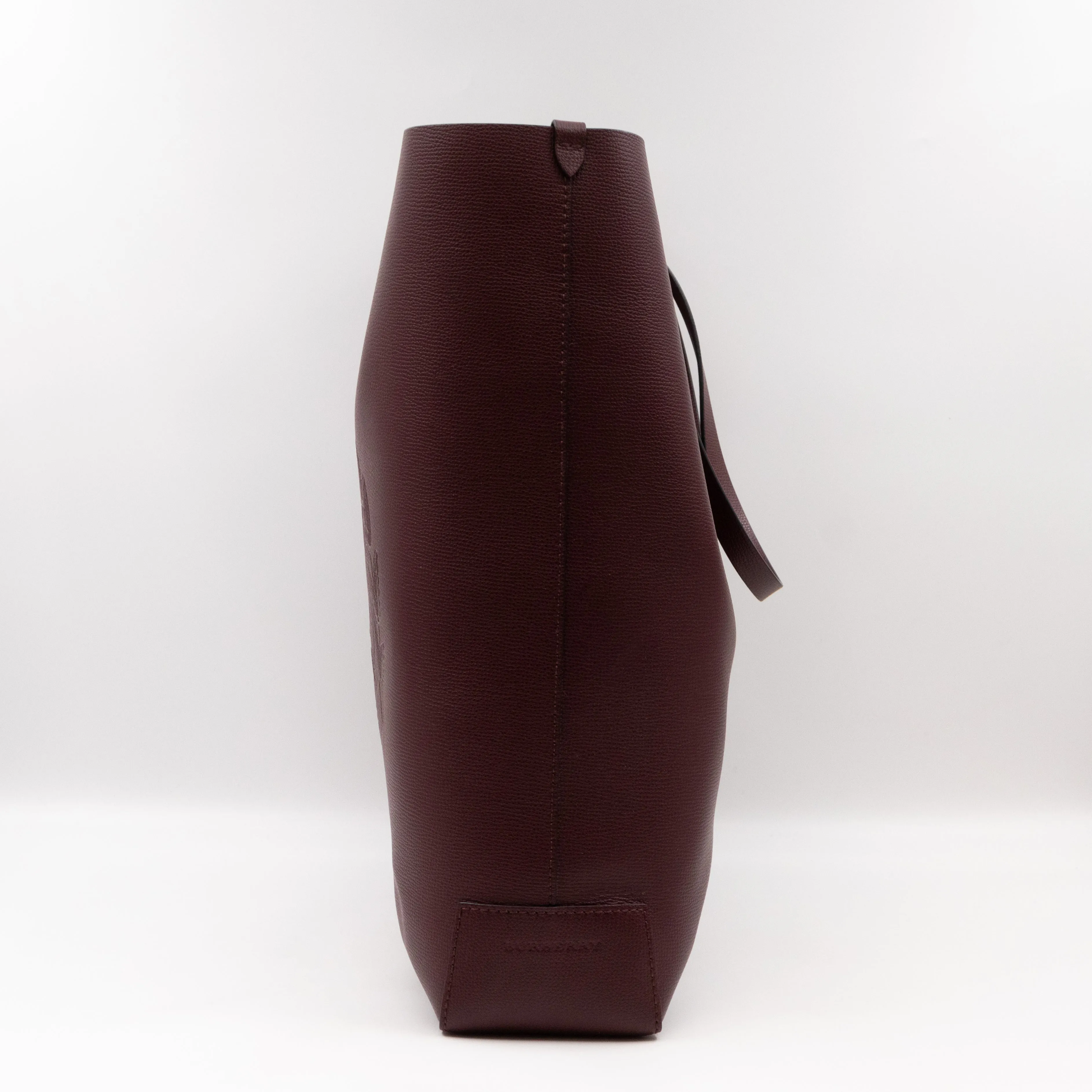 Large Embossed Crest Tote Burgundy Leather & House Check