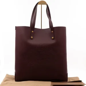 Large Embossed Crest Tote Burgundy Leather & House Check