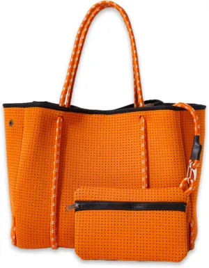 Large Neoprene Tote Bag for Women - Everyday Designer Handbag for Travel Work and Beach with Pockets and Zipper Pouch