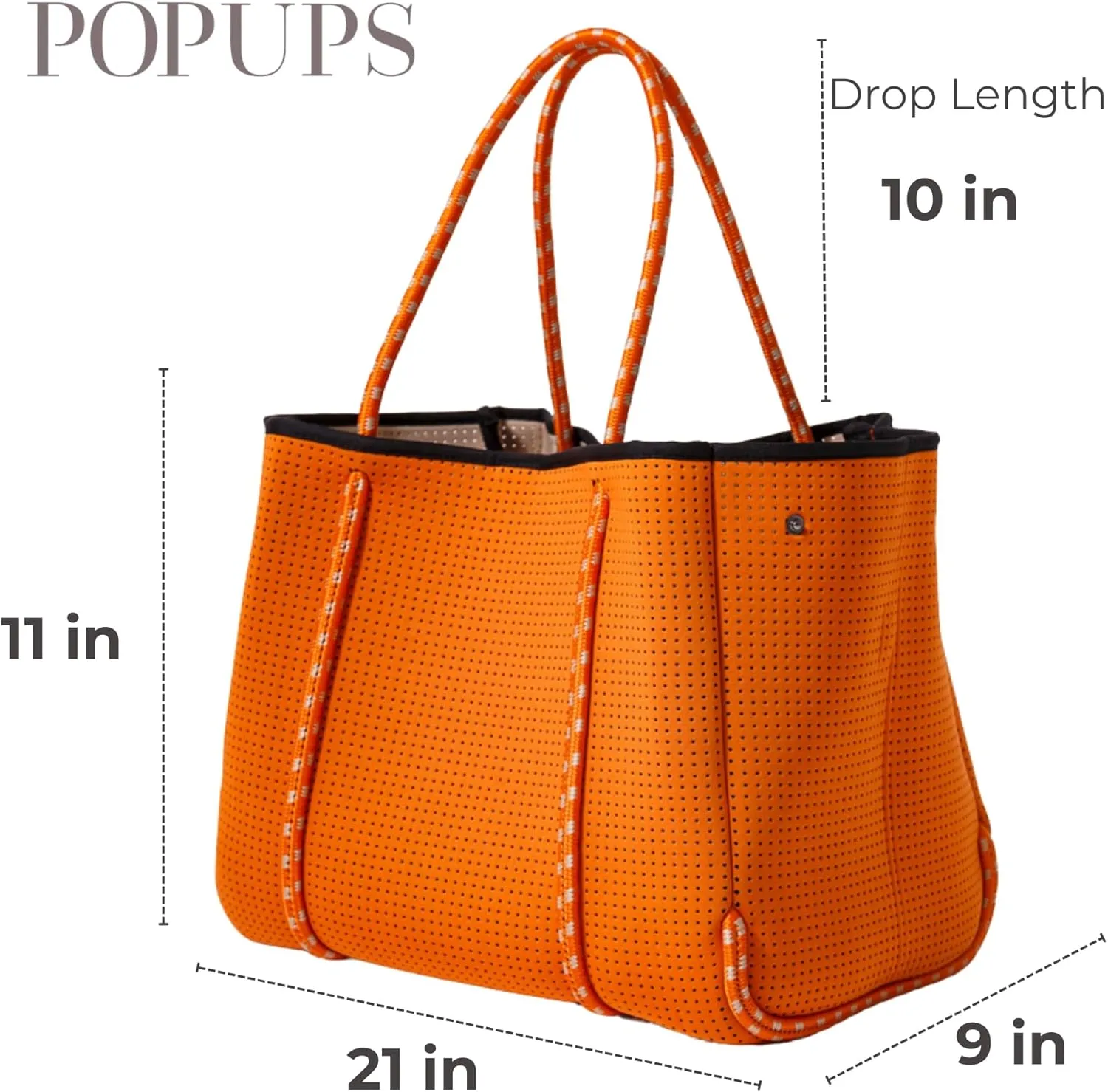 Large Neoprene Tote Bag for Women - Everyday Designer Handbag for Travel Work and Beach with Pockets and Zipper Pouch
