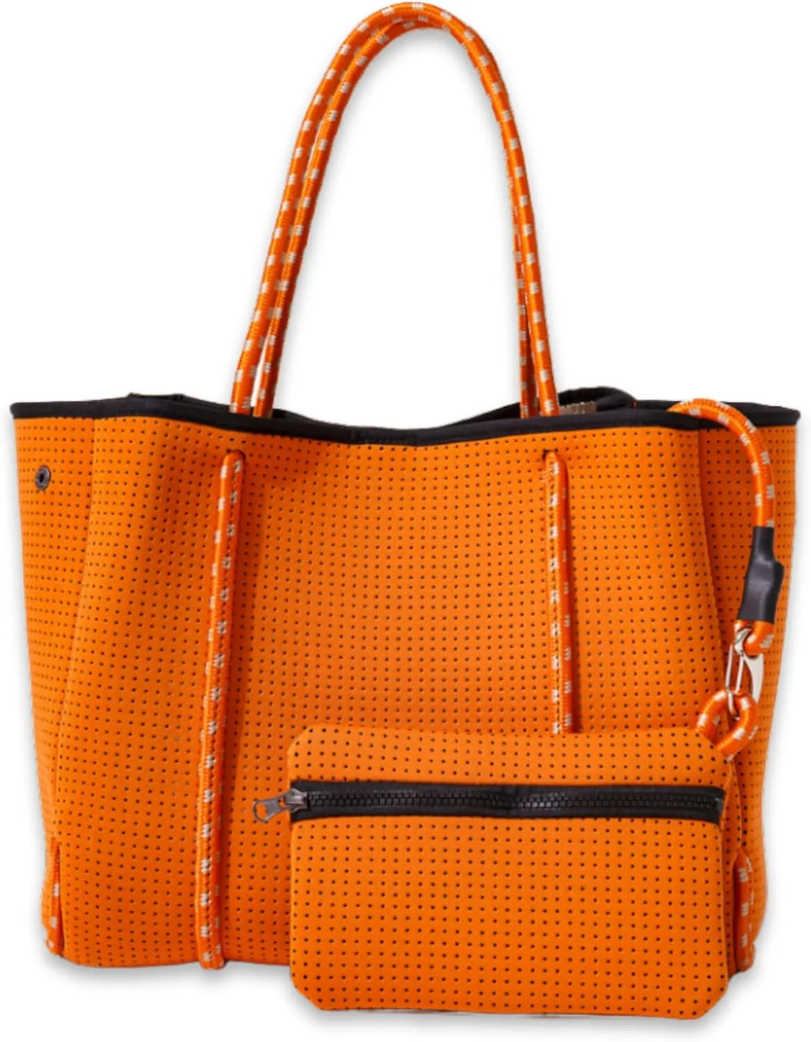 Large Neoprene Tote Bag for Women - Everyday Designer Handbag for Travel Work and Beach with Pockets and Zipper Pouch