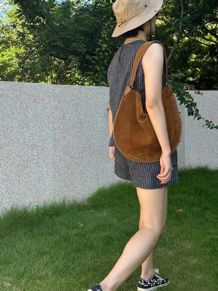 Large Suede Tote Bag Brown Suede Bag Y2k Fall Purses 2024 Designer Handbags Women Leather Tote Bags