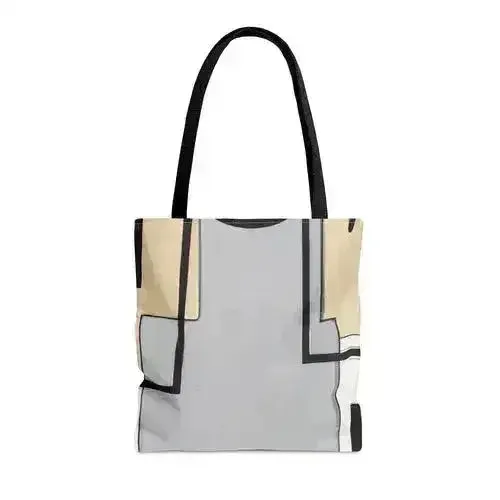 Large Tote Bag Black Grey Abstract Pattern