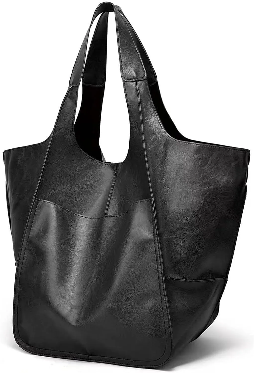 Large Tote Bag for Women Soft Leather Ladies Bucket Purse Portable Large Capacity Handbag for Gym, Travel, Work, Shopping