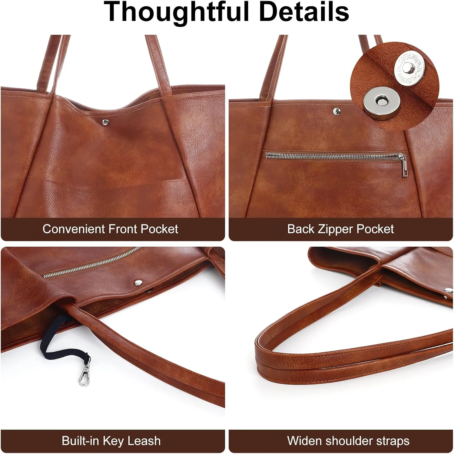 Large Tote Bag for Women Work 25L Travel Vegan Leather Ladies Handbags Weekender Purses