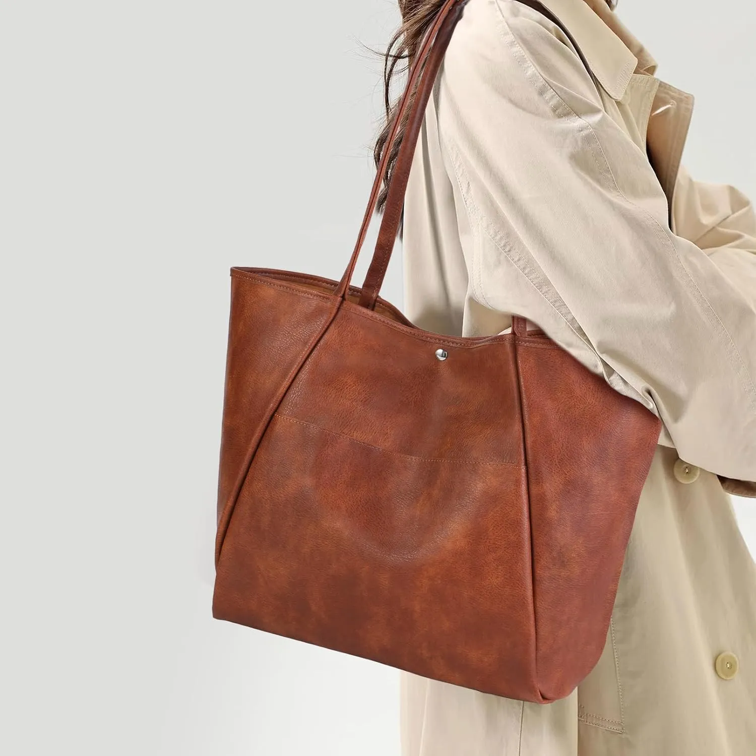 Large Tote Bag for Women Work 25L Travel Vegan Leather Ladies Handbags Weekender Purses