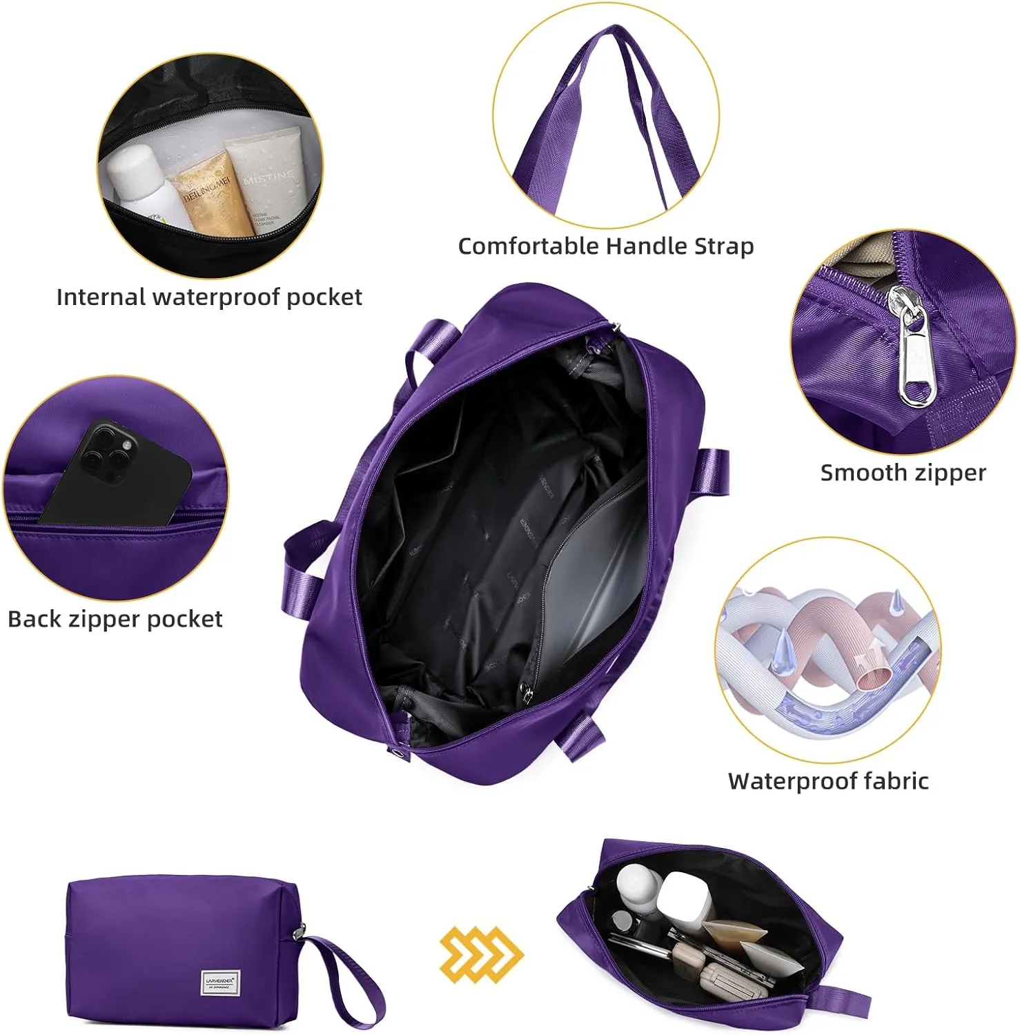 LARVENDER Carry On Luggage 22x14x9 Airline Approved, 20 Inch Hardshell & Lightweight PP Carry On Suitcase for Women with Spinner Wheels TSA Lock, Grape Purple