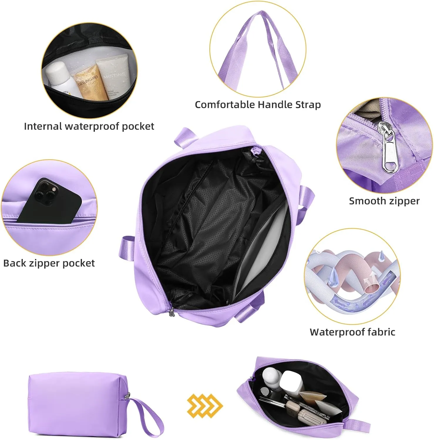 LARVENDER Luggage Sets 3 Piece with Duffel Bag Hardside PP Carry On Suitcase with 360° Spinner Wheels TSA Lock Luggage Sets for Women, Lavender