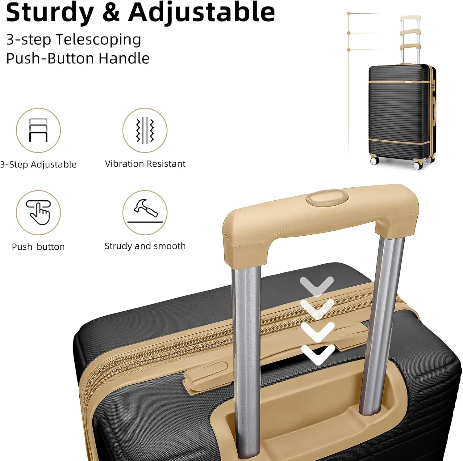 LARVENDER Luggage Sets 6 Piece, Expandable(Only 28 & 24") Luggage Set Clearance for Women, Suitcases with 360° Spinner Wheels, Hardside Travel Luggage with Duffel Bag for men, Black