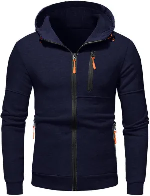 LCMTWX Men's Fashion Hoodies & Sweatshirts Solid Hooded Sweater Top Zip Up Unisex Cool Pullover Hoody Full Zip Long Sleeve