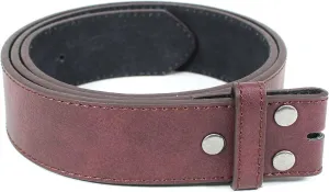 Leather Belt Strap with Vintage Distressed Texture 1.5" Wide with Snaps and without Buckle