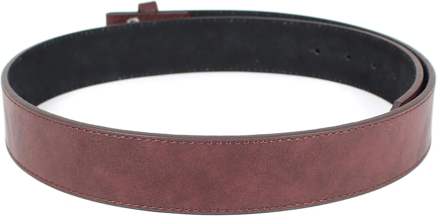 Leather Belt Strap with Vintage Distressed Texture 1.5" Wide with Snaps and without Buckle