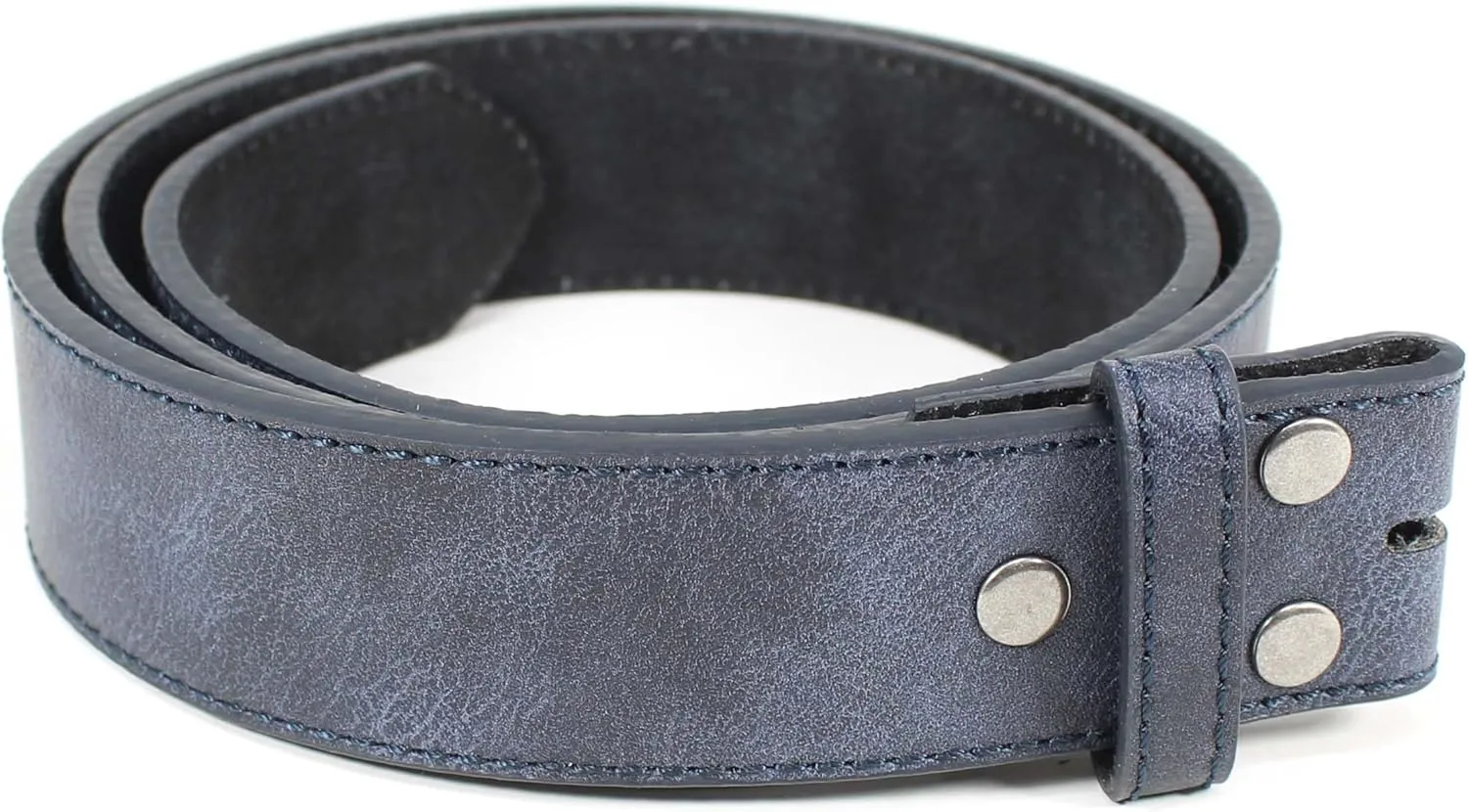 Leather Belt Strap with Vintage Distressed Texture 1.5" Wide with Snaps and without Buckle