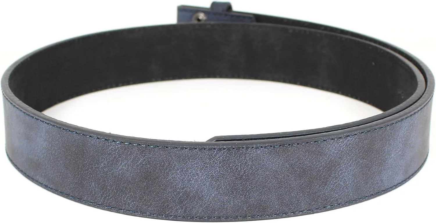 Leather Belt Strap with Vintage Distressed Texture 1.5" Wide with Snaps and without Buckle