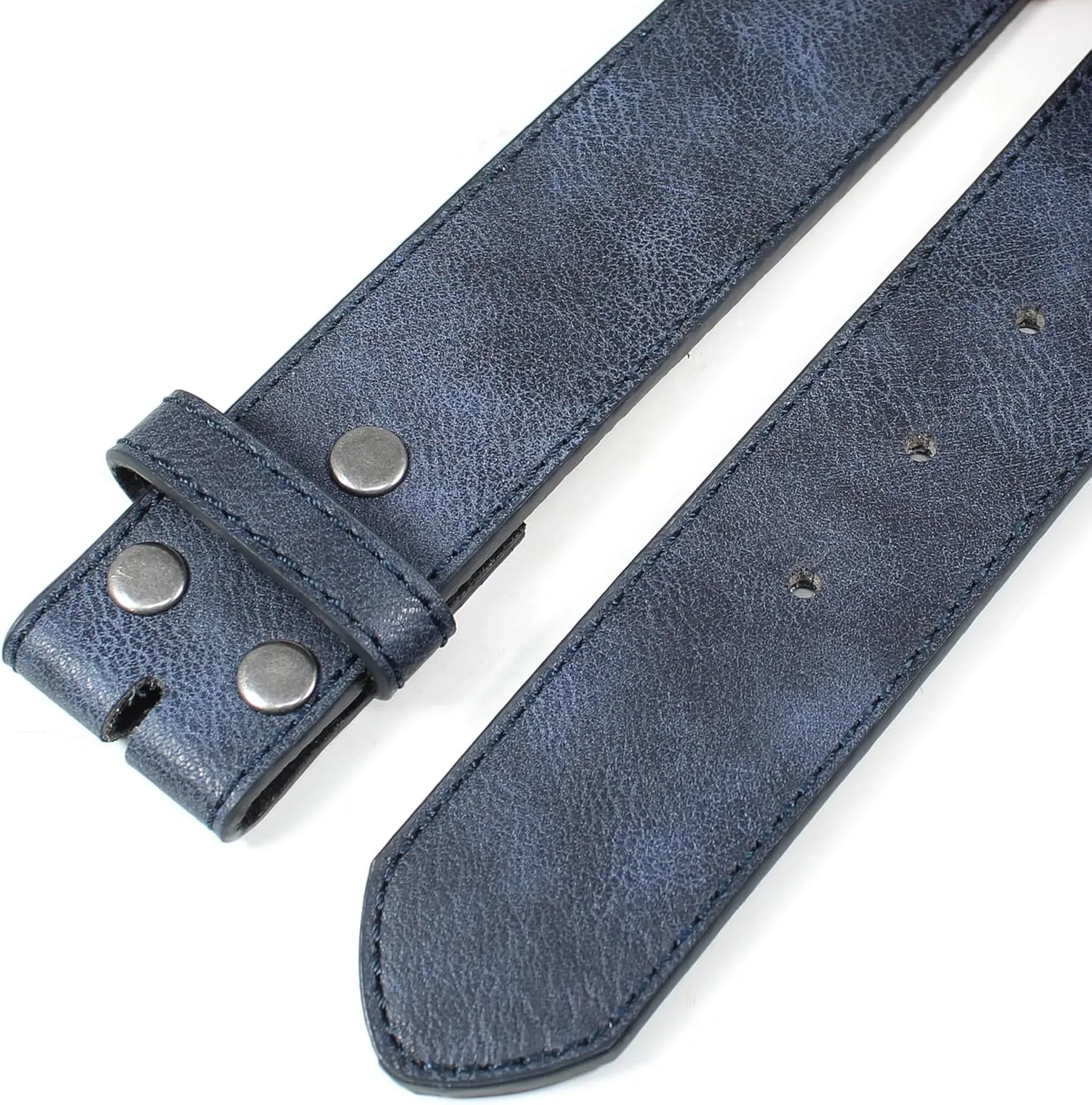 Leather Belt Strap with Vintage Distressed Texture 1.5" Wide with Snaps and without Buckle