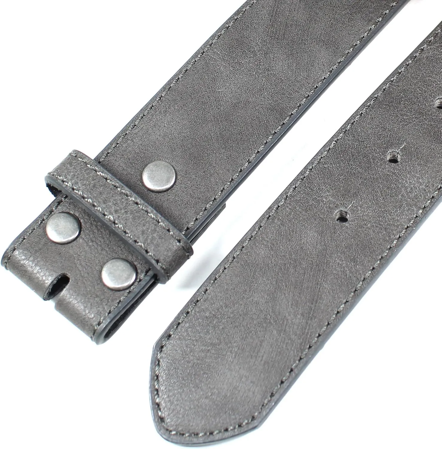 Leather Belt Strap with Vintage Distressed Texture 1.5" Wide with Snaps and without Buckle