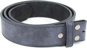Leather Belt Strap with Vintage Distressed Texture 1.5" Wide with Snaps and without Buckle